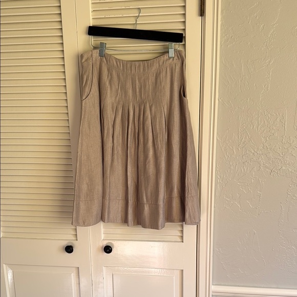 J. Jill tan/gold Midi pleated summer Skirt - Picture 1 of 7